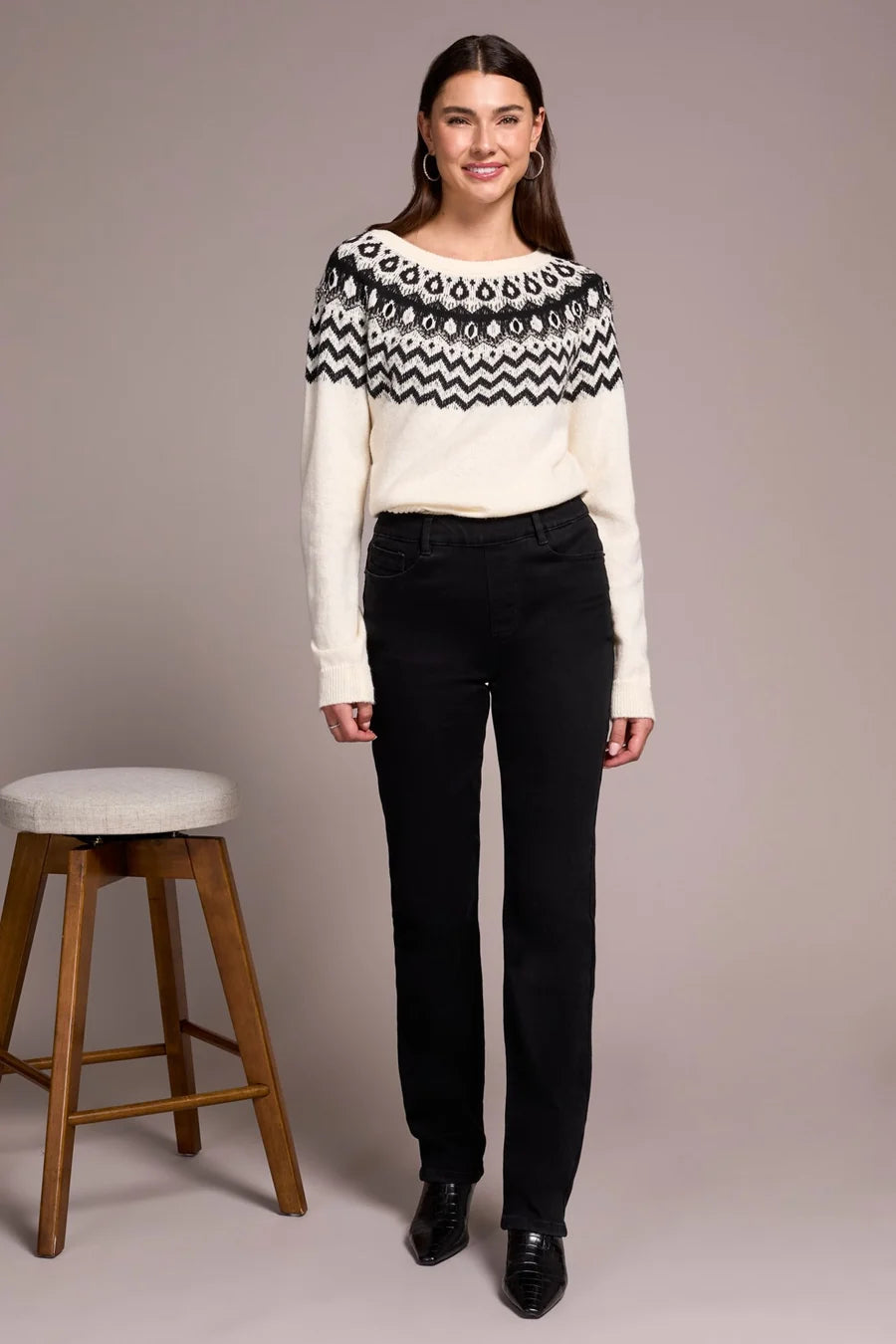 SOPHIA PULL ON STRAIGHT LEG BOUNDLESS STRETCH DENIM-BLACK-TRIBAL