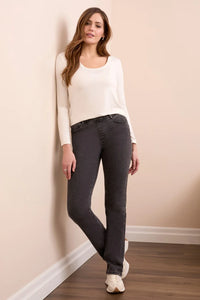 SOPHIA PULL ON STRAIGHT LEG BOUNDLESS STRETCH DENIM-CHARCOAL-TRIBAL