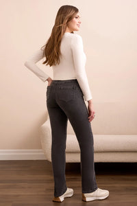 SOPHIA PULL ON STRAIGHT LEG BOUNDLESS STRETCH DENIM-CHARCOAL-TRIBAL