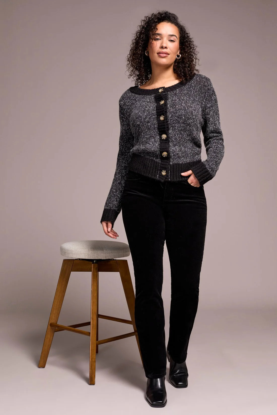 STRAIGHT LEG STRETCH CORDUROY PANT-BLACK-TRIBAL