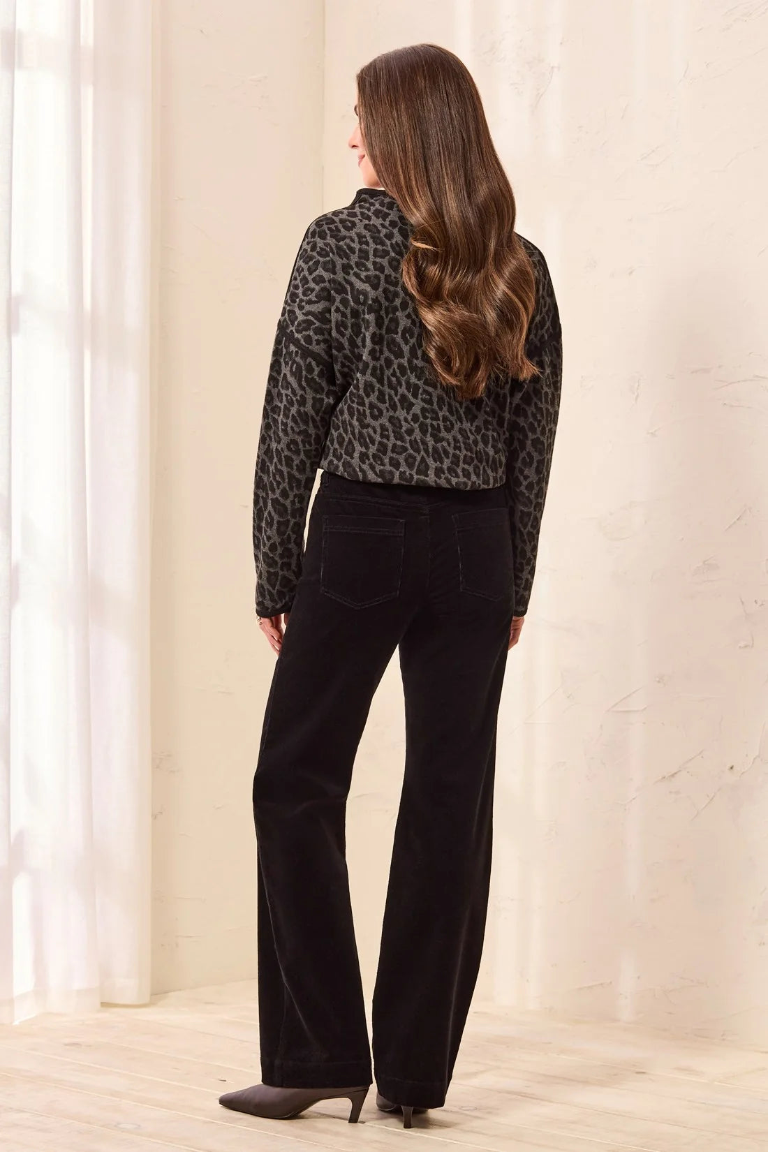 STRETCH CORDUROY WIDE LEG PANT-BLACK-TRIBAL