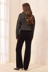 STRETCH CORDUROY WIDE LEG PANT-BLACK-TRIBAL