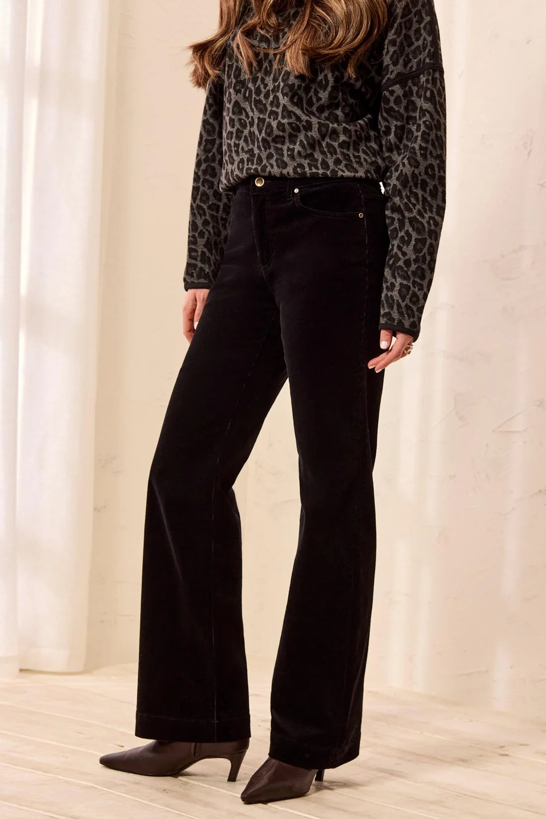 STRETCH CORDUROY WIDE LEG PANT-BLACK-TRIBAL