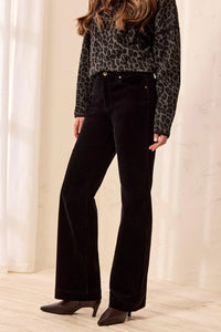 STRETCH CORDUROY WIDE LEG PANT-BLACK-TRIBAL