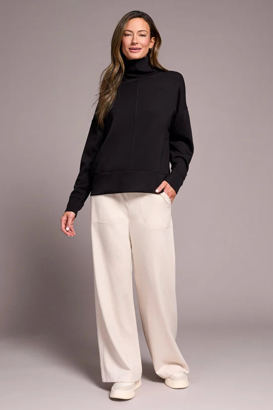 TECHNO LUX DROP SHOULDER FUNNEL NECK TOP-BLACK-TRIBAL