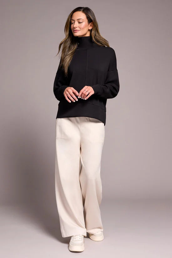 TECHNO LUX DROP SHOULDER FUNNEL NECK TOP-BLACK-TRIBAL