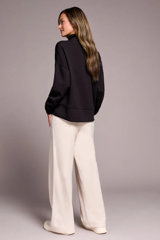 TECHNO LUX DROP SHOULDER FUNNEL NECK TOP-BLACK-TRIBAL