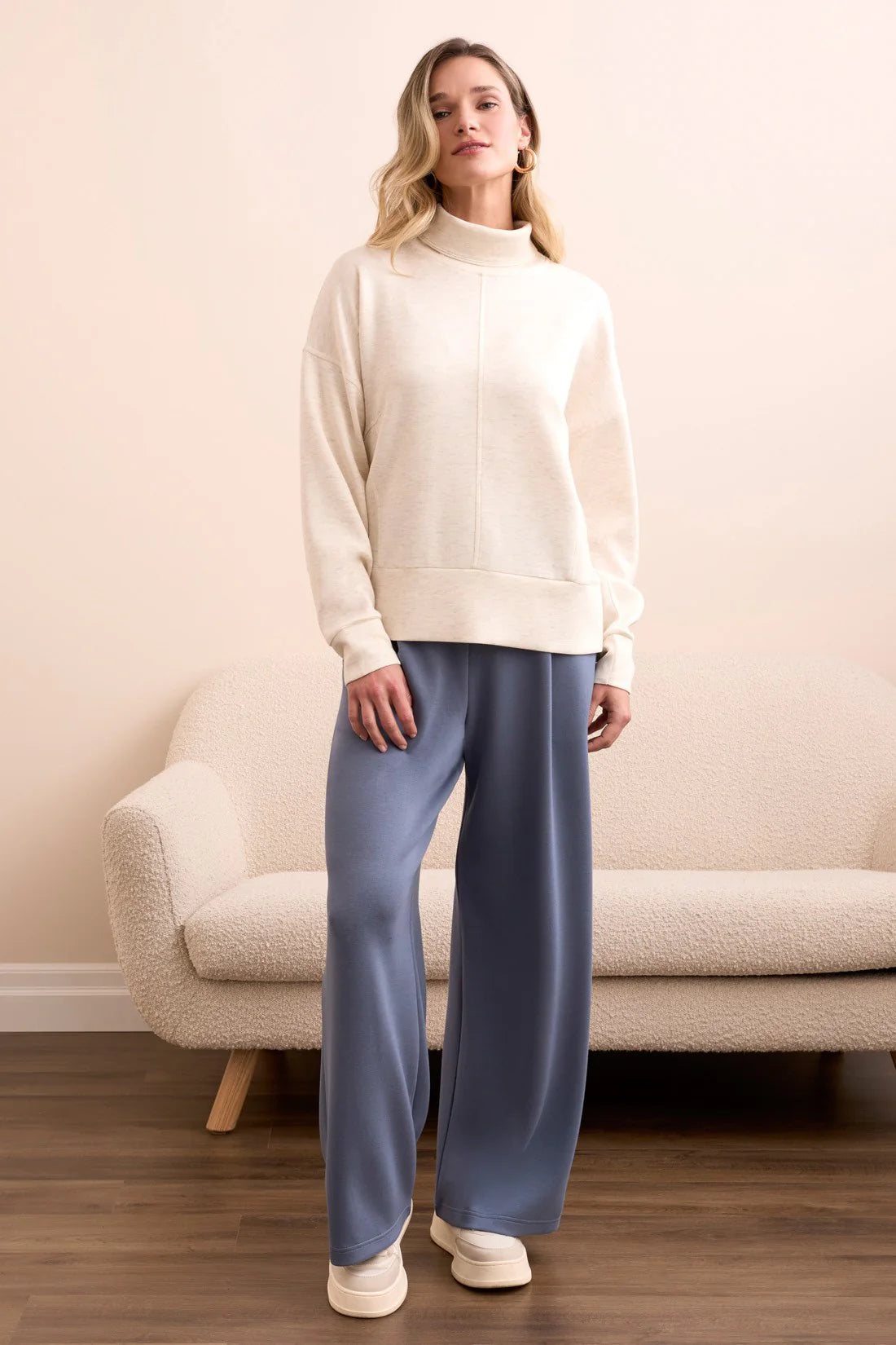 TECHNO LUX DROP SHOULDER FUNNEL NECK TOP-H FROST GREY-TRIBAL