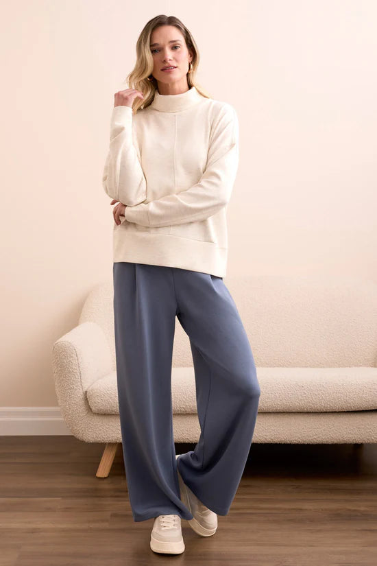 TECHNO LUX DROP SHOULDER FUNNEL NECK TOP-H FROST GREY-TRIBAL