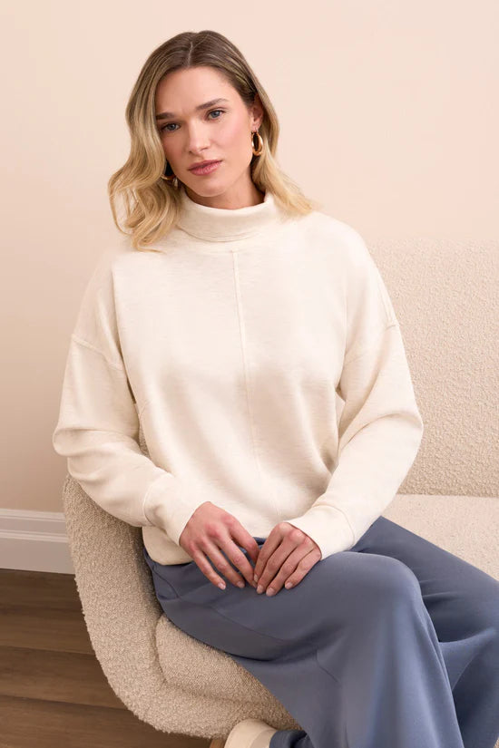 TECHNO LUX DROP SHOULDER FUNNEL NECK TOP-H FROST GREY-TRIBAL