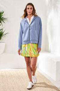 L/S HOODED ZIP-DUST BLUE-TRIBAL