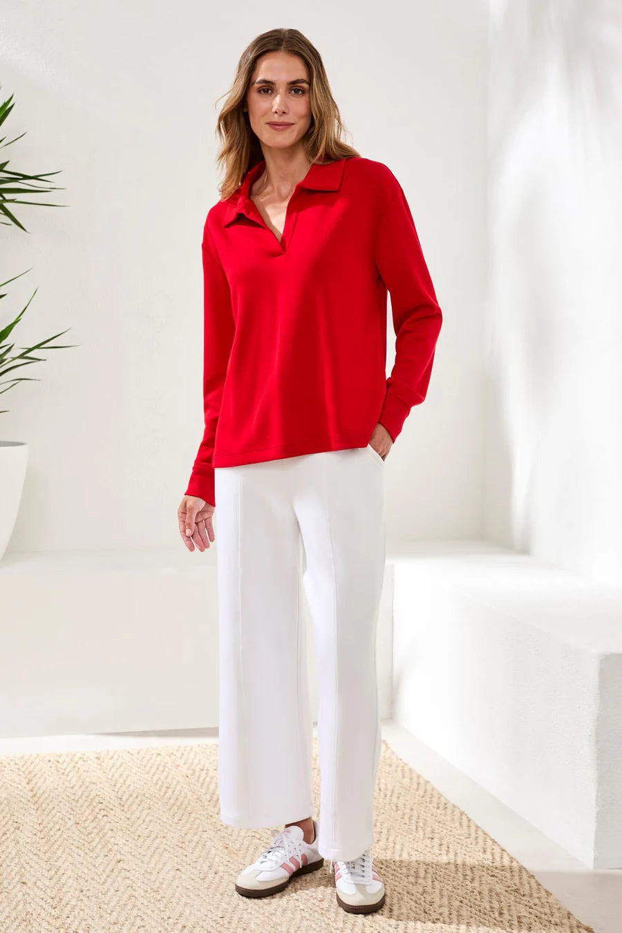 TECHNO LUX SCUBA JOHNNY COLLAR TOP-SANGRIA-TRIBAL