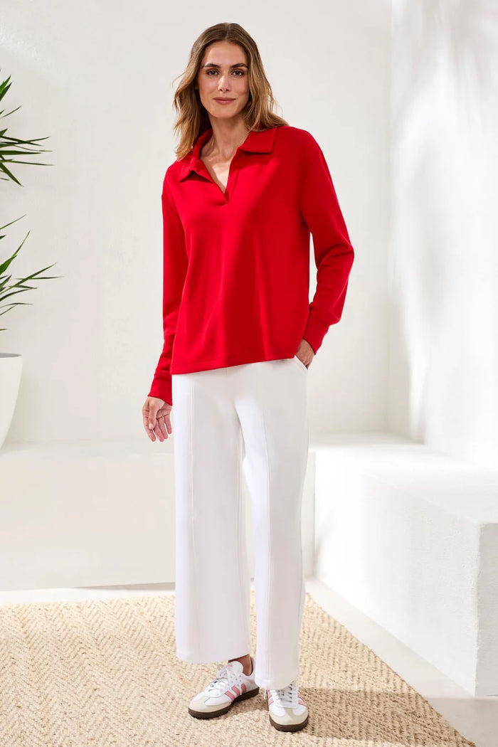 TECHNO LUX SCUBA JOHNNY COLLAR TOP-SANGRIA-TRIBAL