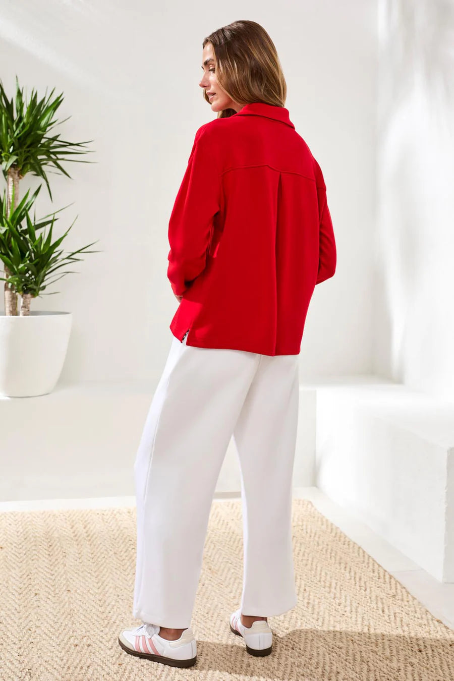 TECHNO LUX SCUBA JOHNNY COLLAR TOP-SANGRIA-TRIBAL