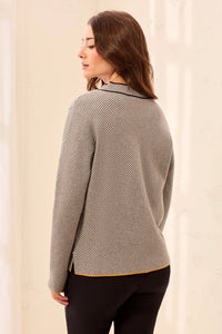 TEXTURED DIAGONAL STRIPE SWEATER-GREY MIX-TRIBAL