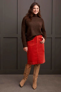 TEXTURED MOCK NECK SWEATER-COFFEE-TRIBAL