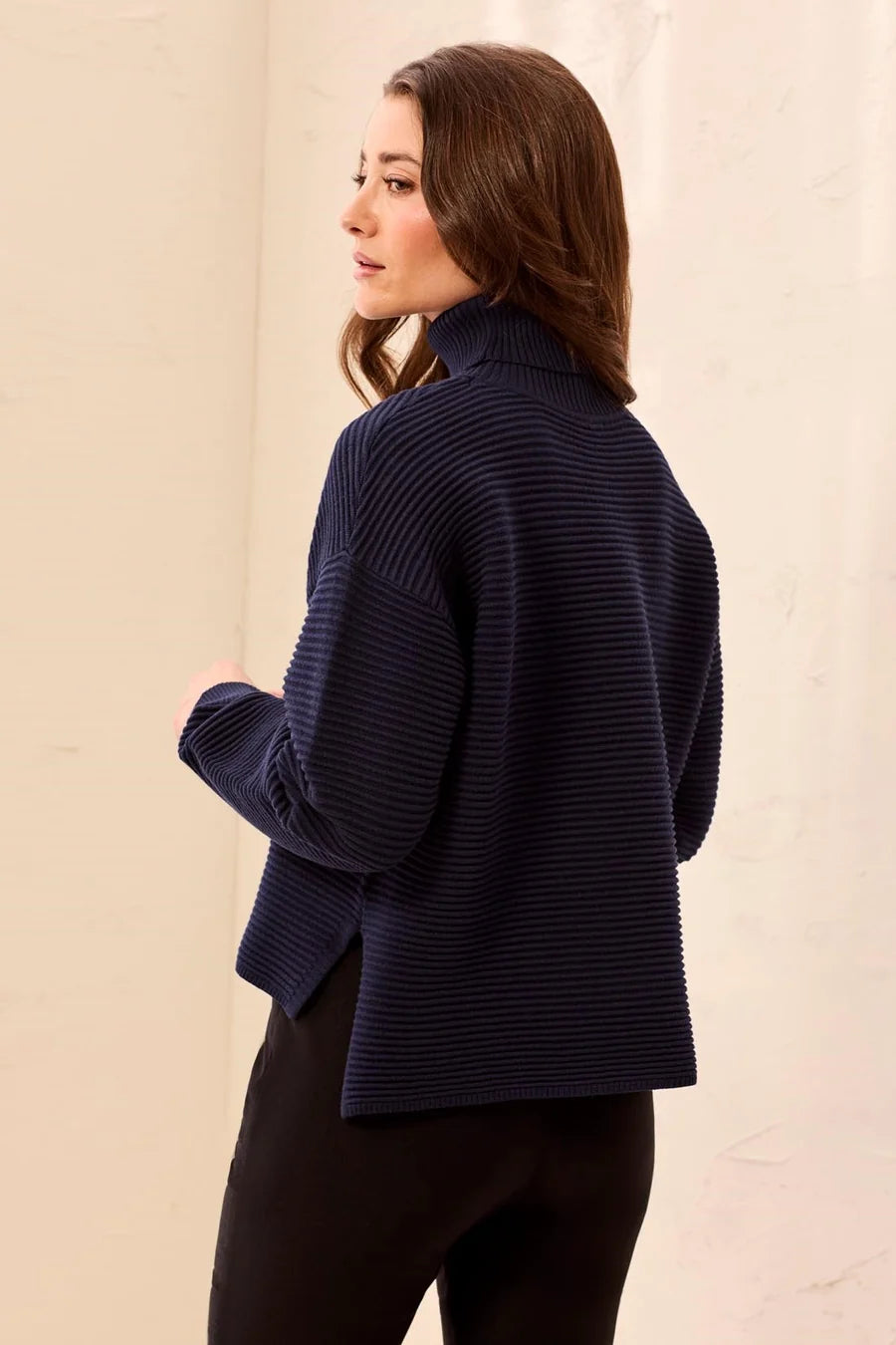 TEXTURED RIB MOCK NECK DROP SHOULDER SWEATER-NIGHTFALL-TRIBAL
