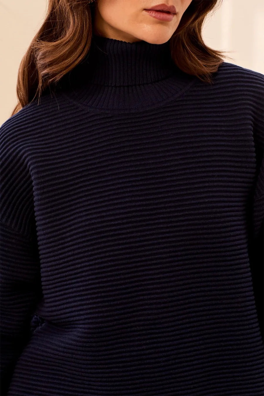 TEXTURED RIB MOCK NECK DROP SHOULDER SWEATER-NIGHTFALL-TRIBAL
