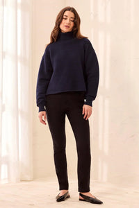 TEXTURED RIB MOCK NECK DROP SHOULDER SWEATER-NIGHTFALL-TRIBAL