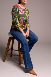 BOUNDLESS AUDREY PULL ON FLARE JEANS-FADED BLUE-TRIBAL