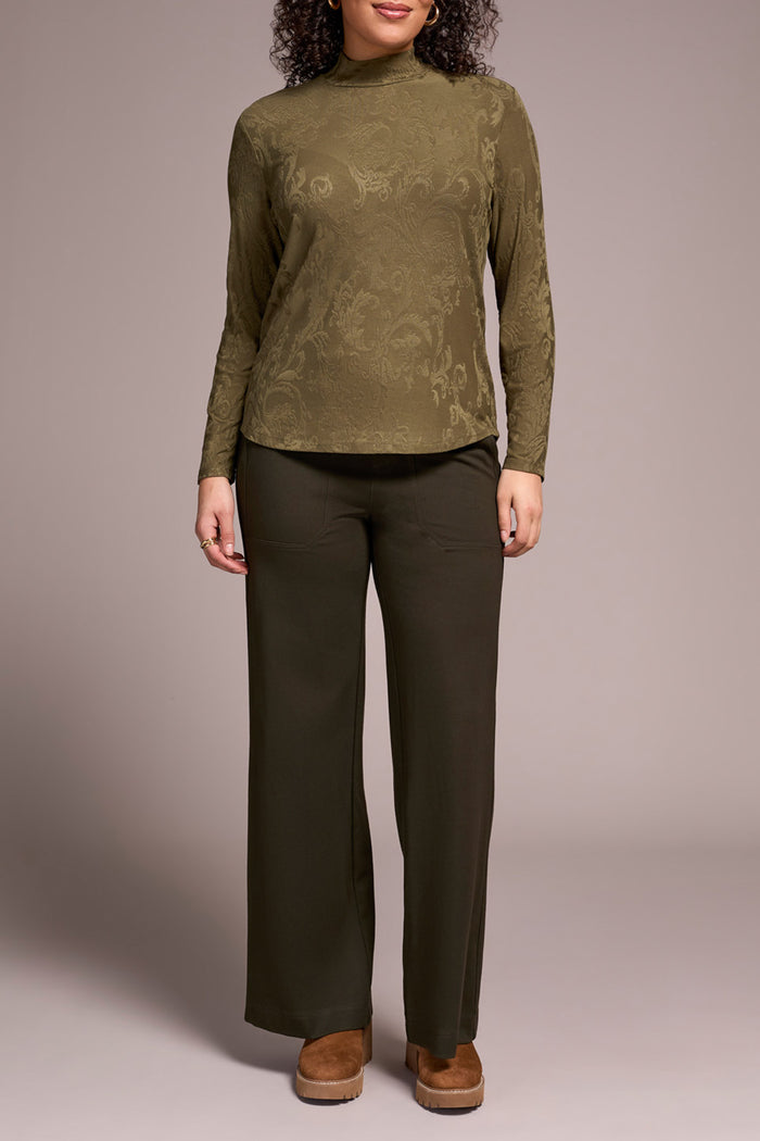 LONG SLEEVE MOCK NECK JAQUARD TOP-IVY-TRIBAL