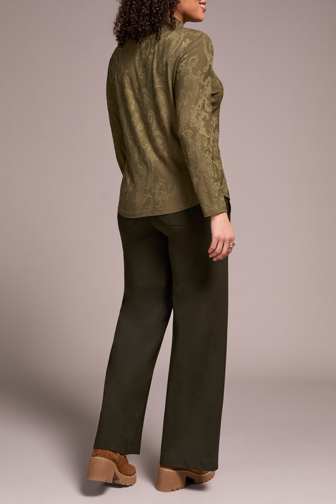 LONG SLEEVE MOCK NECK JAQUARD TOP-IVY-TRIBAL