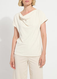 ENSLEY COWL NECK TOP-MACADAMIA-LYSSE