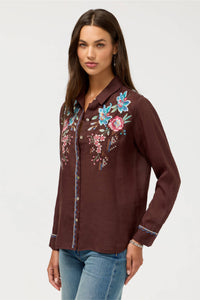 ELSAROSE-CONTRAST BINDING SHIRT-CHOCOLATE-JOHNNY WAS