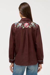 ELSAROSE-CONTRAST BINDING SHIRT-CHOCOLATE-JOHNNY WAS