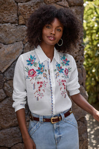 ELSAROSE-CONTRAST BINDING SHIRT-WHITE-JOHNNY WAS