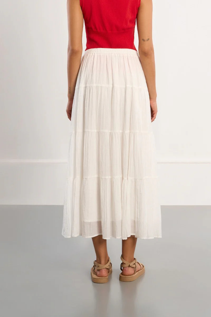 MAXI TIER SKIRT-WHITE-MOLLY BRACKEN