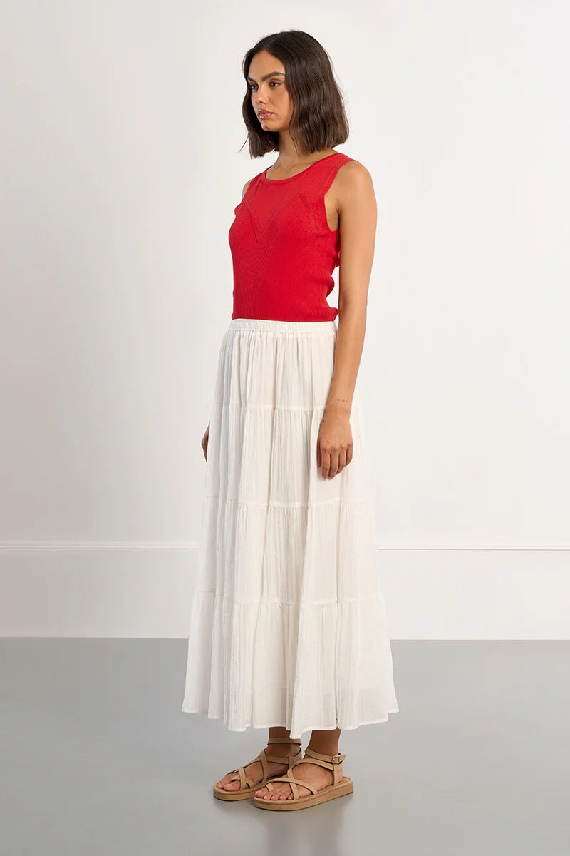 MAXI TIER SKIRT-WHITE-MOLLY BRACKEN