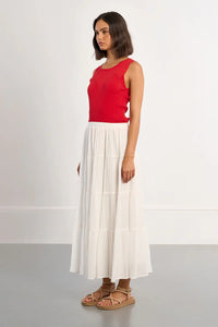 MAXI TIER SKIRT-WHITE-MOLLY BRACKEN