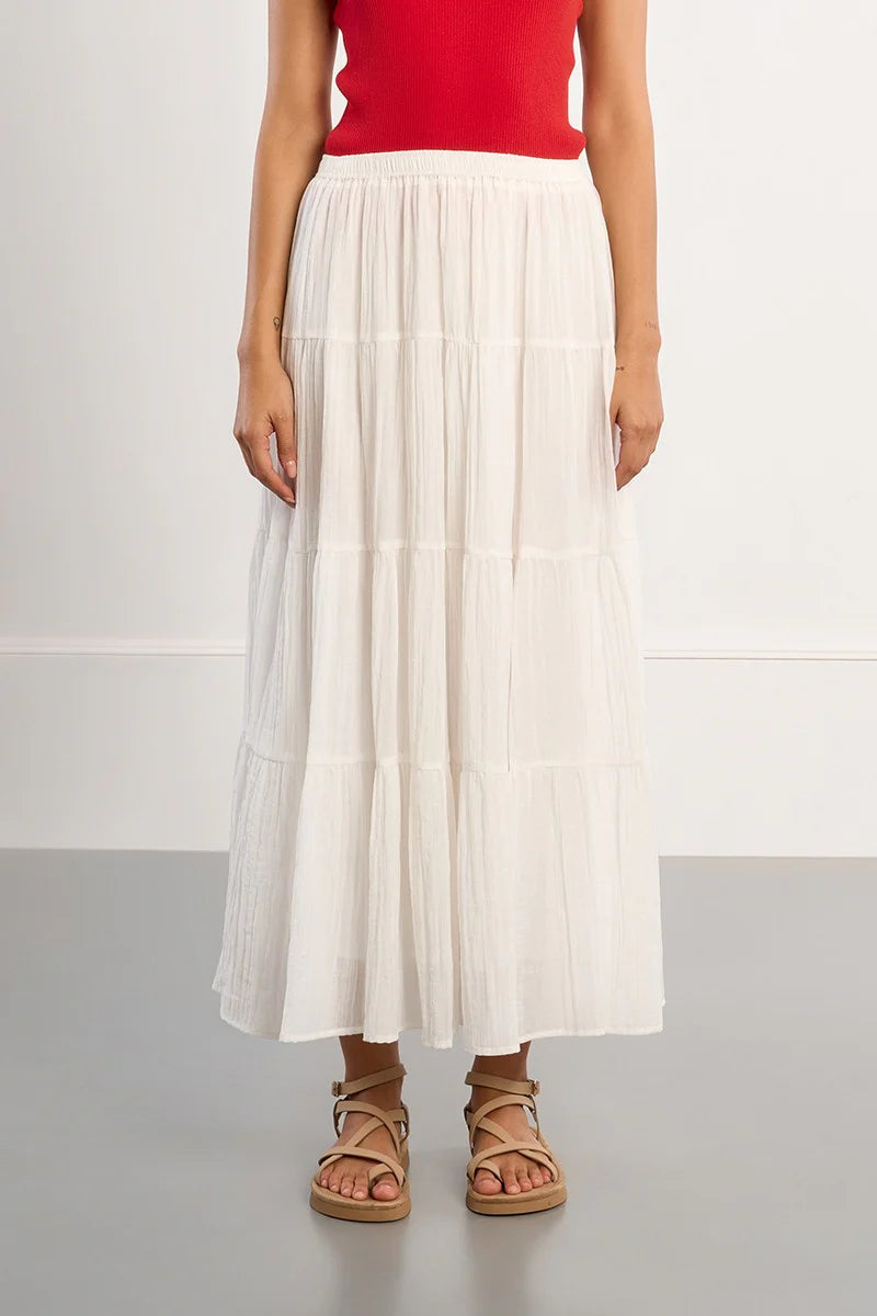 MAXI TIER SKIRT-WHITE-MOLLY BRACKEN