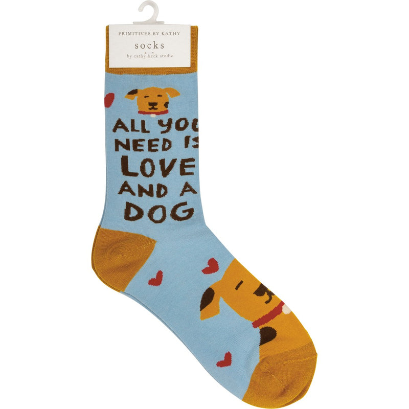 ALL YOU NEED IS LOVE AND A DOG SOCKS
