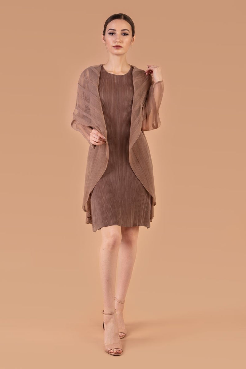short taupe dress Debbie Katz Lunara Short Taupe Taupe Women's Dress L