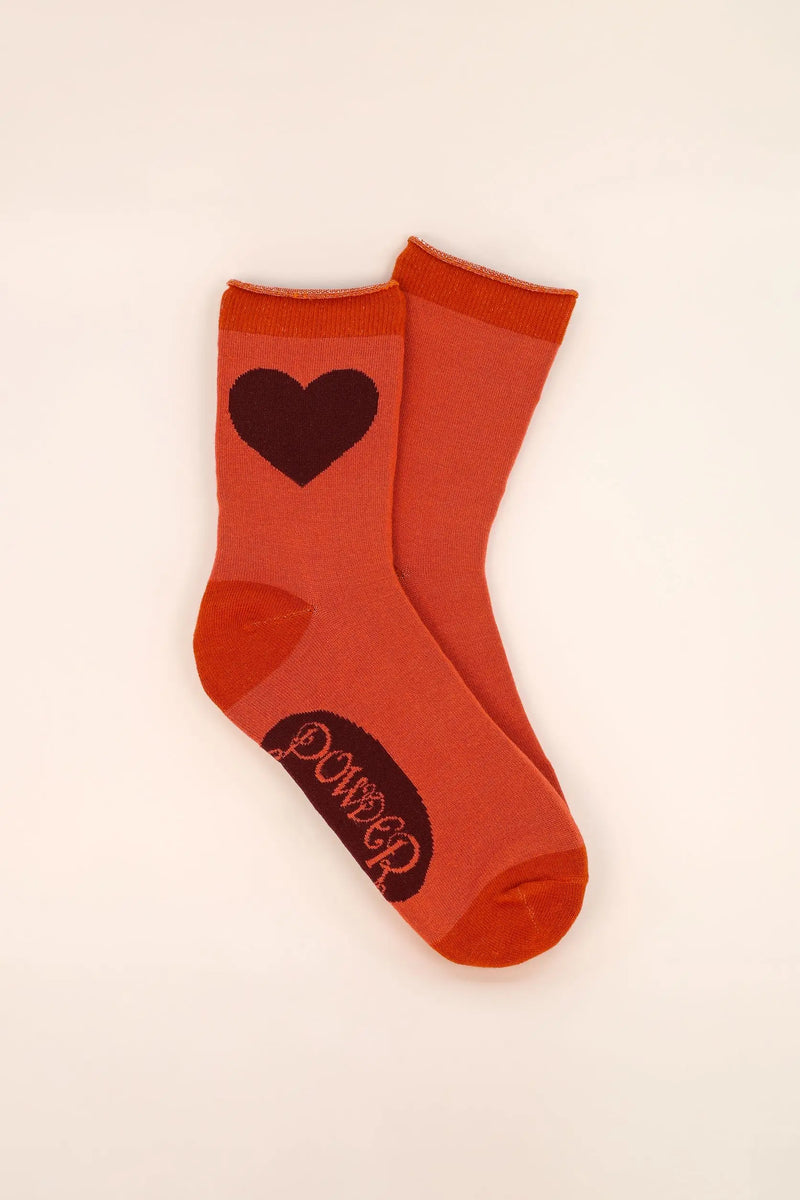 YOU HAVE MY HEART ANKLE SOCKS-TANGERINE-POWDER