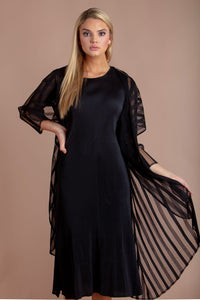 LONG DRESS W/COLLAR JACKET 2-PIECE - BLACK - JOURNEY
