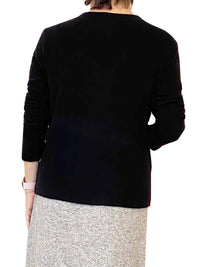 3/4 SLEEVE V-NECK COMFORT COLLECTION-BLACK- LA CERA