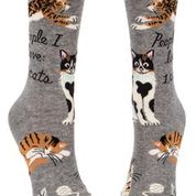 PEOPLE I LOVE: CATS WOMEN'S CREW SOCKS - BLUE Q