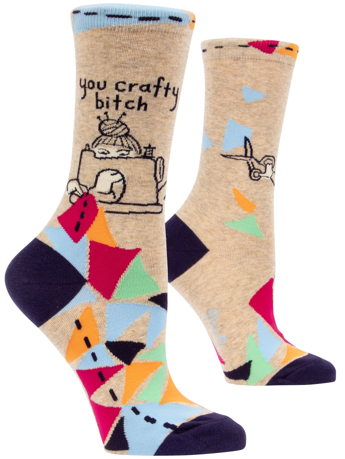 YOU CRAFTY BITCH WOMEN'S CREW SOCKS - BLUE Q