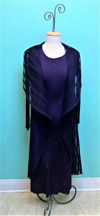 LONG DRESS W/ COLLAR JACKET 2-PIECE -DARK PURPLE-JOURNEY