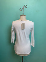 3/4 SLEEVE TUCK FRONT TEE-WHITE-CUT LOOSE