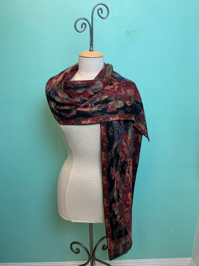 JACQUARD REVERSIBLE CASHMERE SCARF-RAPTI FASHIONS