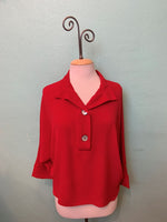 DOLMAN SLEEVE BLOUSE W/BUTTONS-RED- LAST TANGO