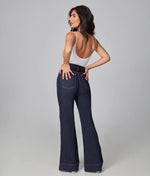 STEVIE HIGH RISE TROUSER WITH PIN TUCK-DARK RINSE-LOLA JEANS
