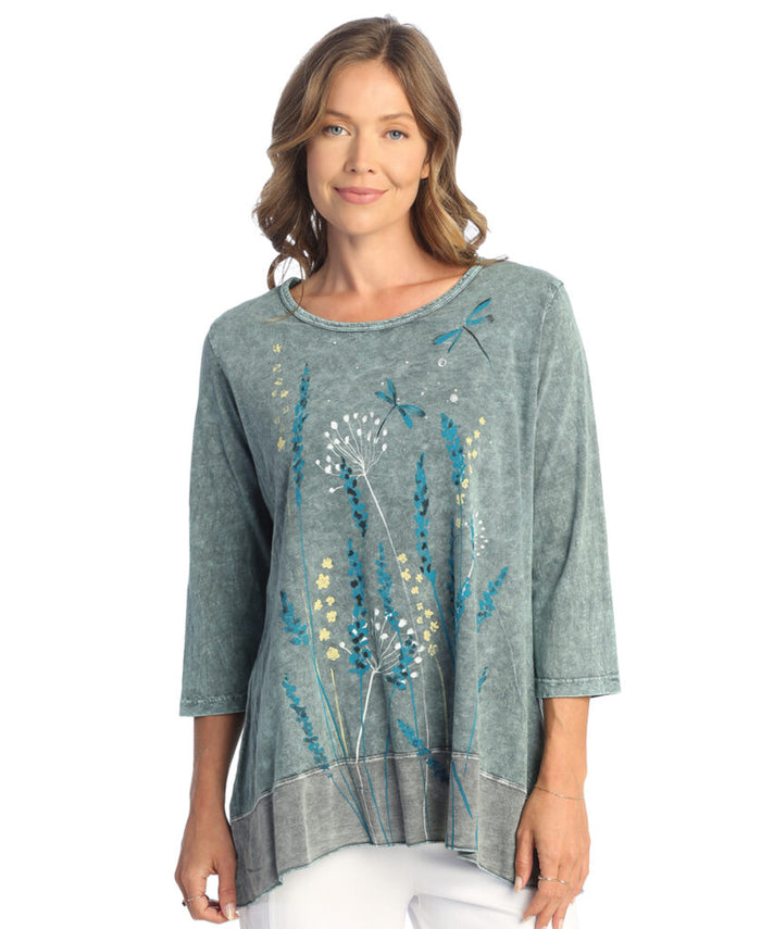 LINA MINERAL WASH TUNIC W/ GEORGETTE TIER TUNIC- JESS AND JANE