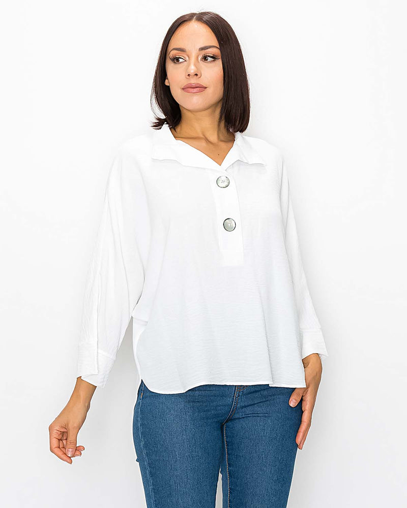 DOLMAN SLEEVE BLOUSE W/BUTTONS-OFF WHITE- LAST TANGO