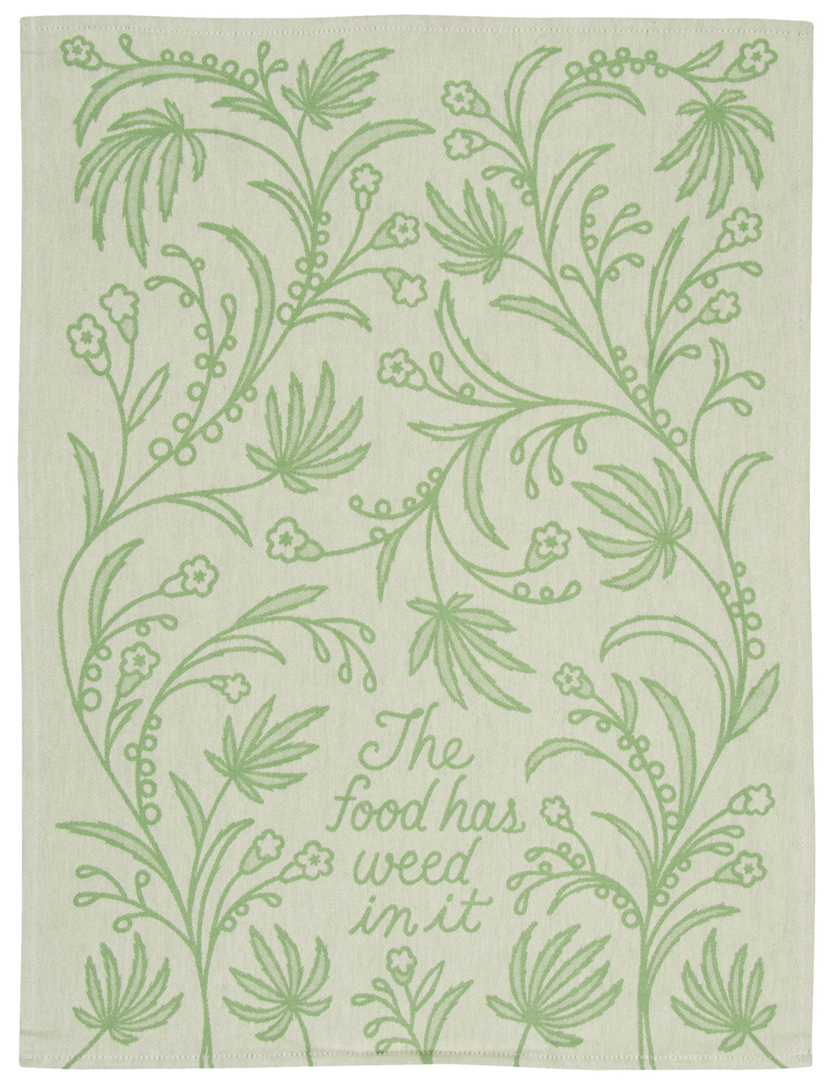 FOOD HAS WEED IN IT WOVEN DISH TOWEL - BLUE Q