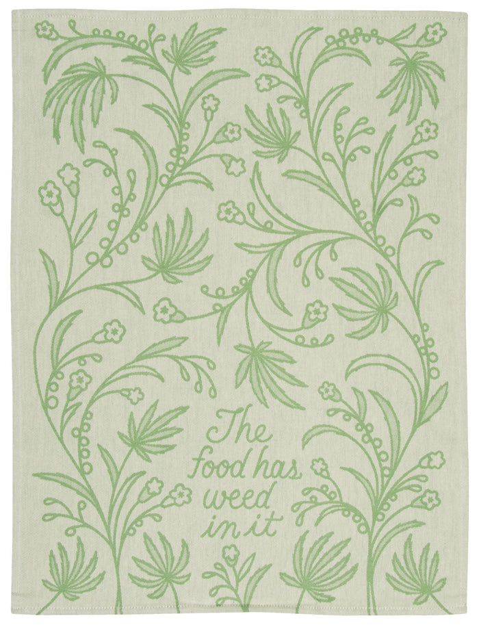 FOOD HAS WEED IN IT WOVEN DISH TOWEL - BLUE Q